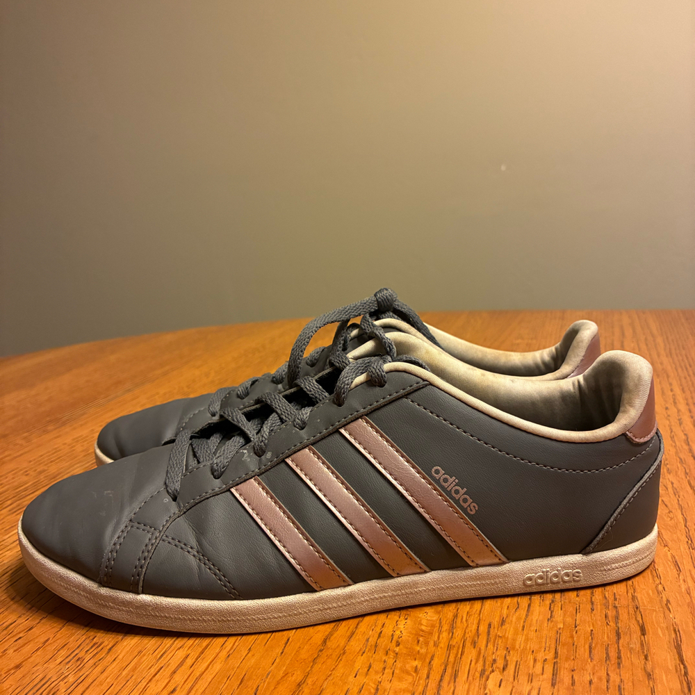 Adidas Neo Advantage VS Grey Rose Gold Copper Stripes Sneakers Women's 7.5